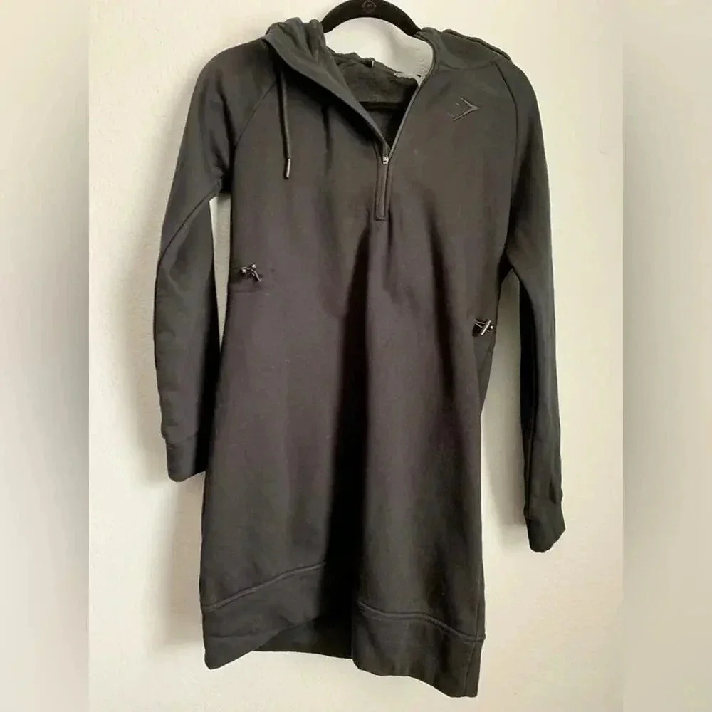 Gymshark Athleisure Black Hoodie Dress With Adjustable Waist - Medium - Picture 3 of 8